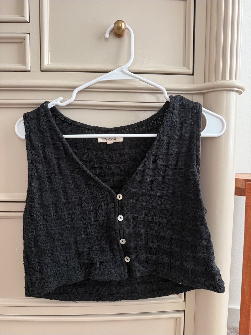 Madewell Black Button-Up Crop Top